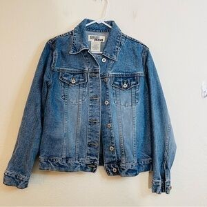 Reflect Jeans Embroidered Patch Denim Jacket Women Size Medium Blue